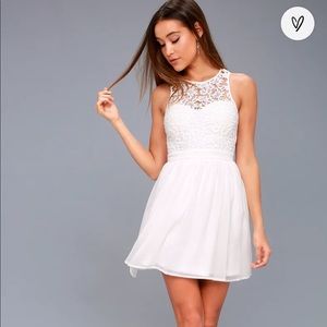 NWT Lulus Romantic Tale White Lace Skater Dress